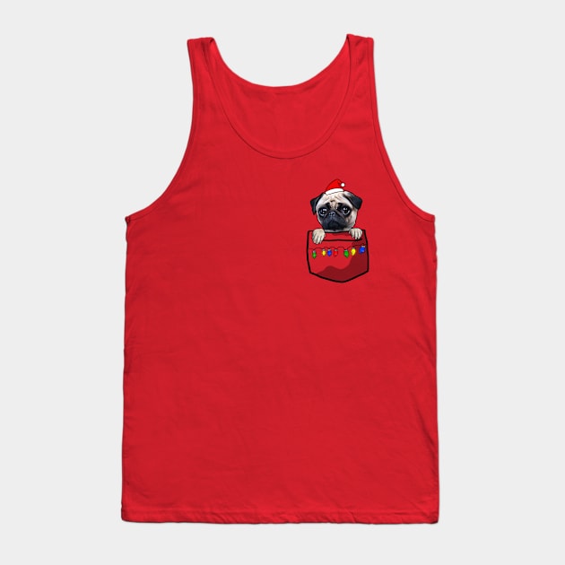 Pug christmas pocket tee Tank Top by absolemstudio